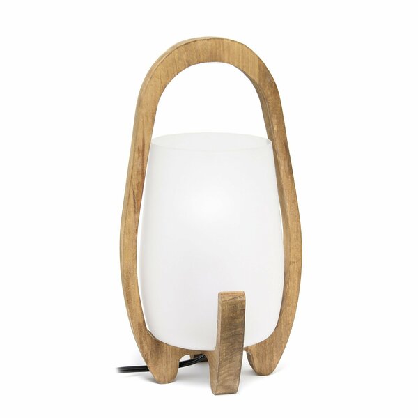 Lalia Home 15in Organix Contemporary Natural Wood Accented Table Desk Lamp with Translucent Glass Shade LHT-4010-NA